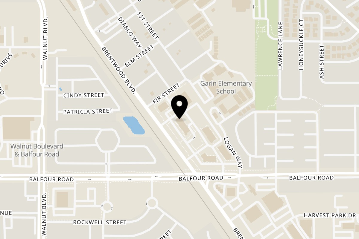Map showing the location of Wing Bros Brentwood on 8610 Brentwood Blvd a in Brentwood